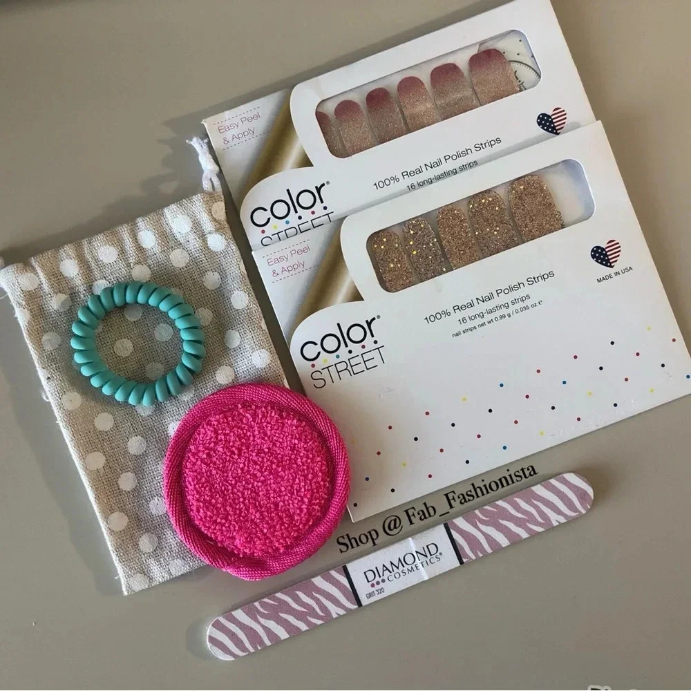 Beauty bundle nails strips nail file hair tie